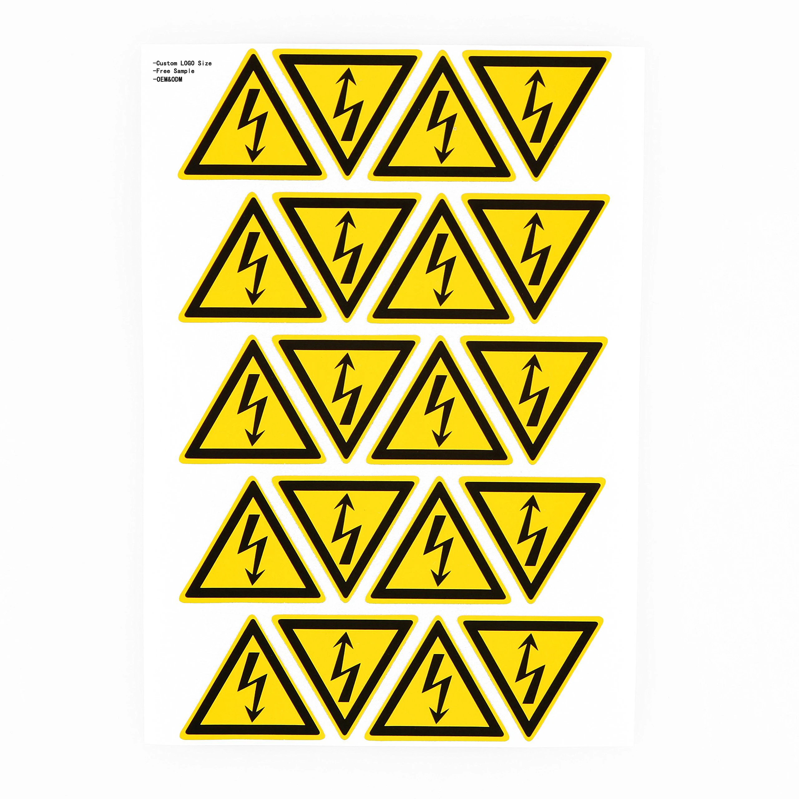Wholesale High Quality Custom Reflective Danger Warning Label Triangle Sticker for Outdoor Electric Danger Sign