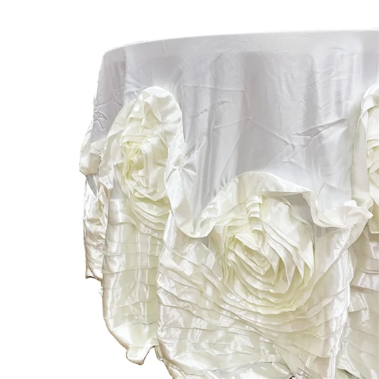 Luxury Round Table Decoration Banquet Wedding Embroidered Rosette Flower Tablecloth Table Cover