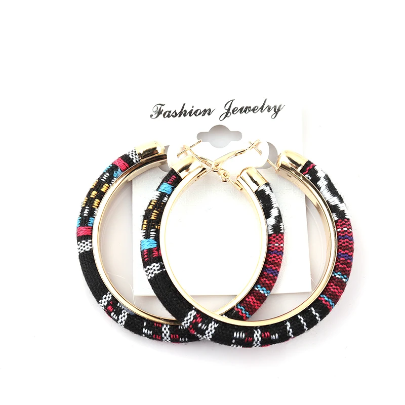 New arrival Women Tribal African Fabric Hoop Earrings