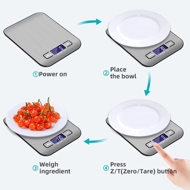 Smart Multifunction Scale Stainless Steel 5kg Electronic Food Digital Kitchen Weight Scale