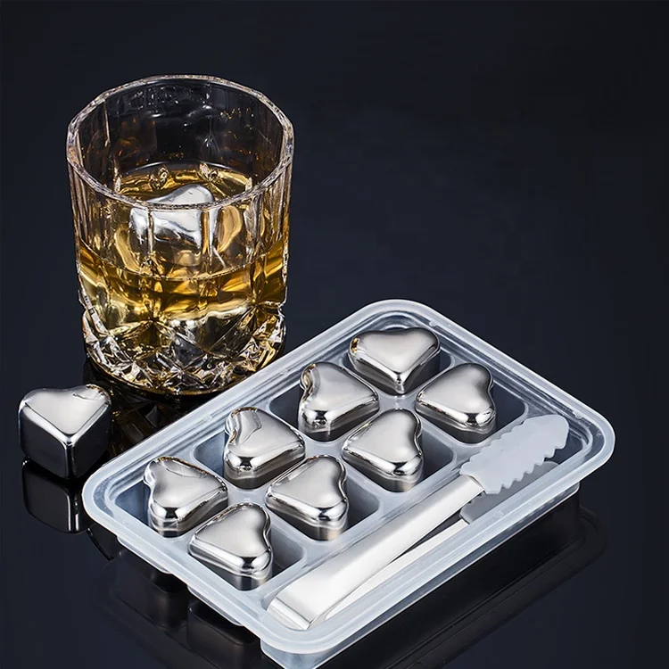 8 set Stainless Steel Whiskey Stones Fathers Day Gift Set Reusable Whiskey Ice Cubes with Tongs and Trays