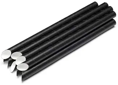 10mm 12mm Biodegradable Drinking Straws Individually Pack Bubble Bubble  Black Paper Straws