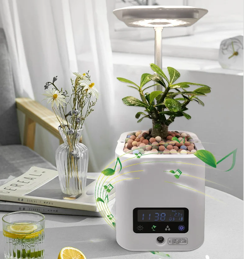 indoor herb garden with light humidifier music model Calendar Clock intelligent flower smart flower pot