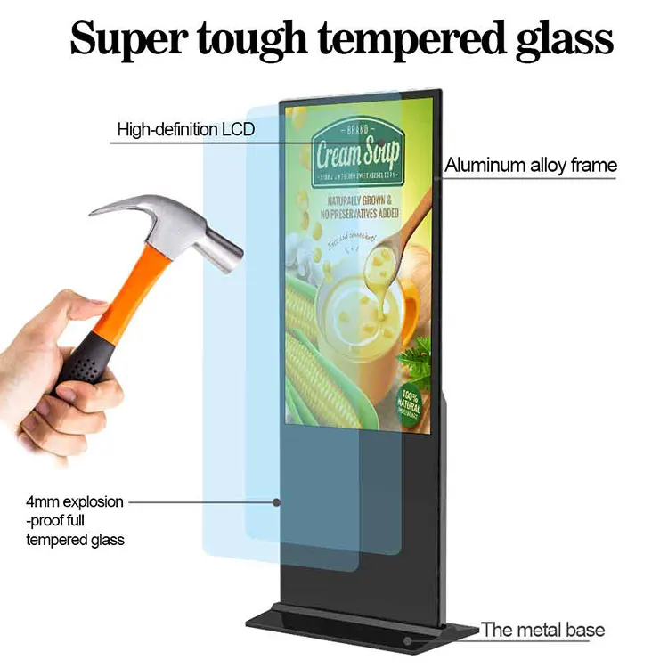 43 49 55 inch indoor floor standing vertical totem WIFI digital signage lcd advertising display
