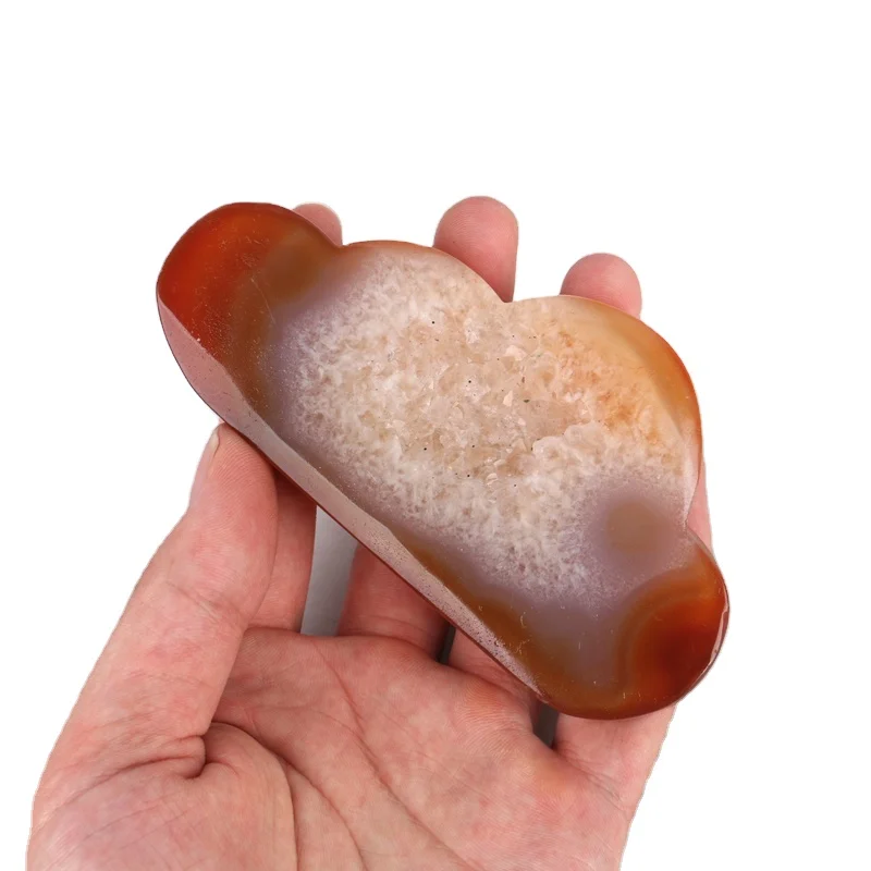 Wholesale Price Red GemStone Healing Stones Polished Carnelian Flame Cloud heart Druzy Geode For Ornament