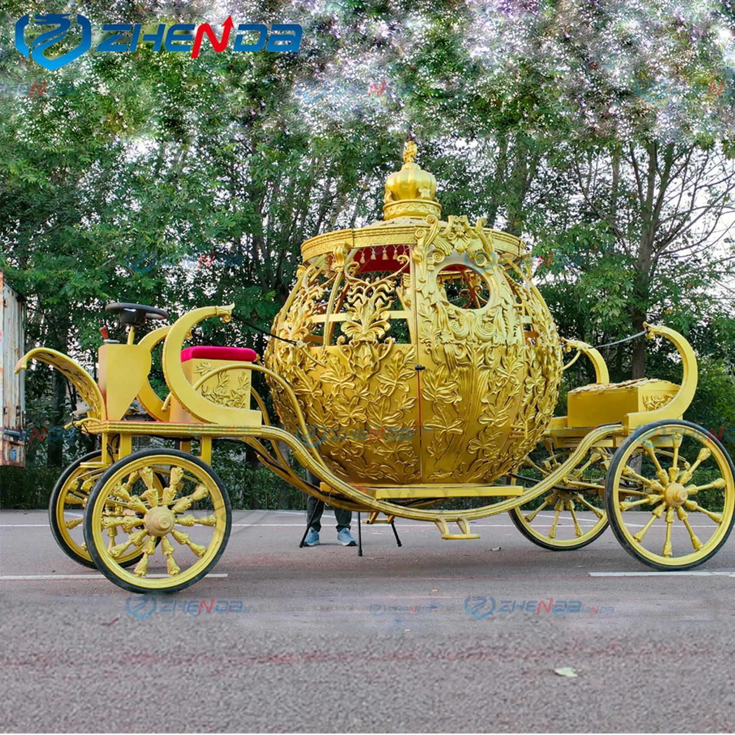Golden Cinderella Pumpkin Carriage Wedding Centerpiece Royal New Design Luxury Horse Carriage
