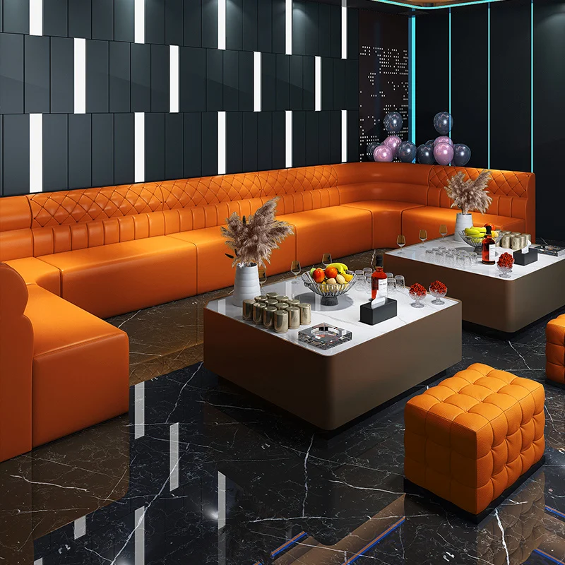 Factory price L shape U shape leather sectional sofa lounge sofa for bar lobby lounge sofa set night led club furniture sets