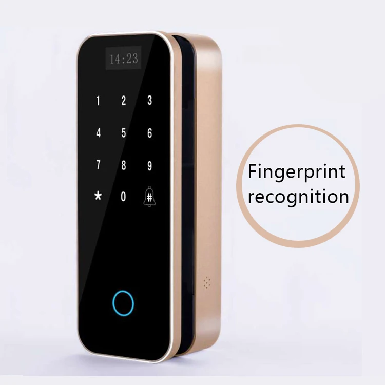 Aluminum door electronic office glass front card key door biometric lock