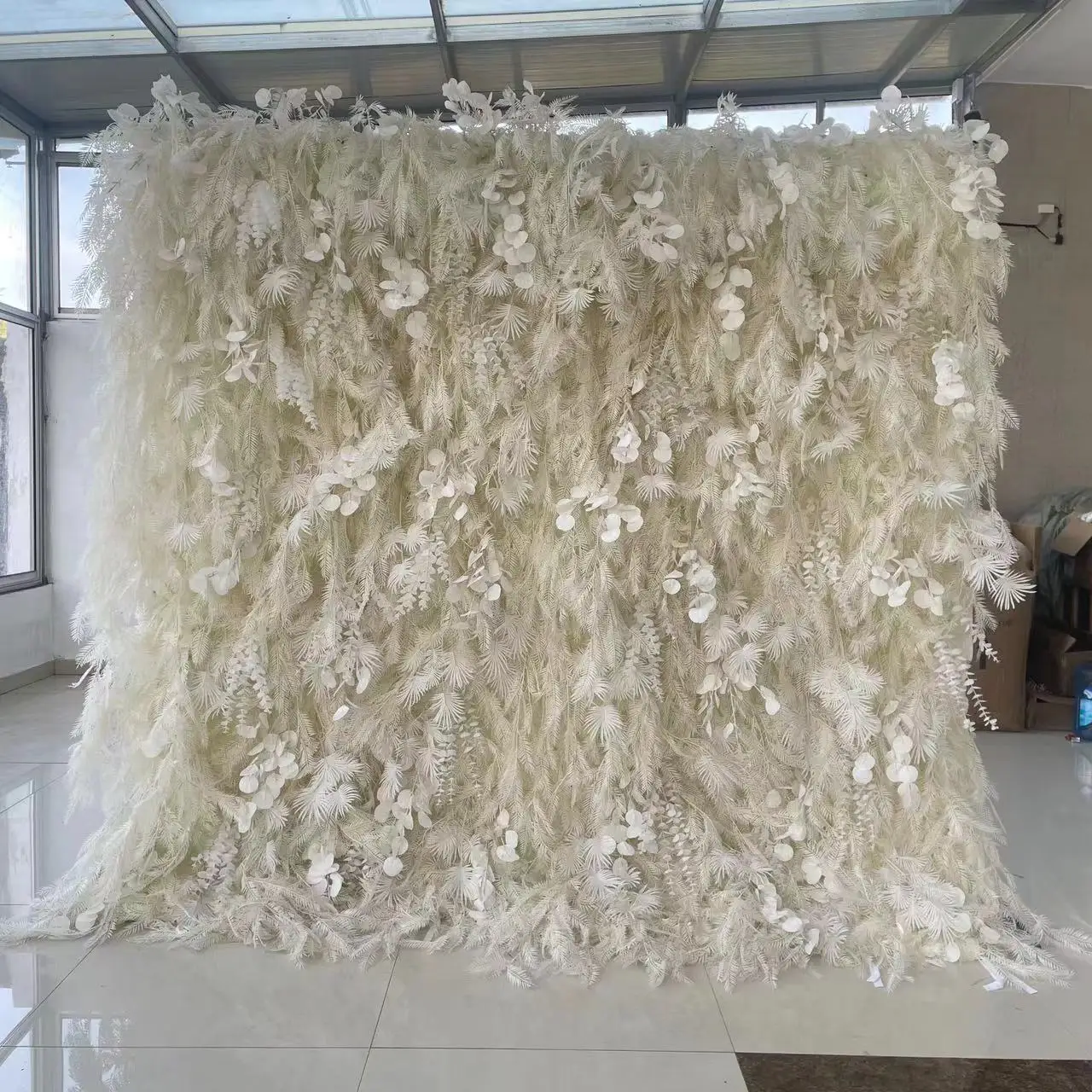 Wedding arrangement 8*8ft 5D white rose flower wall floral backdrop wholesale factory direct for wedding decor SH1066