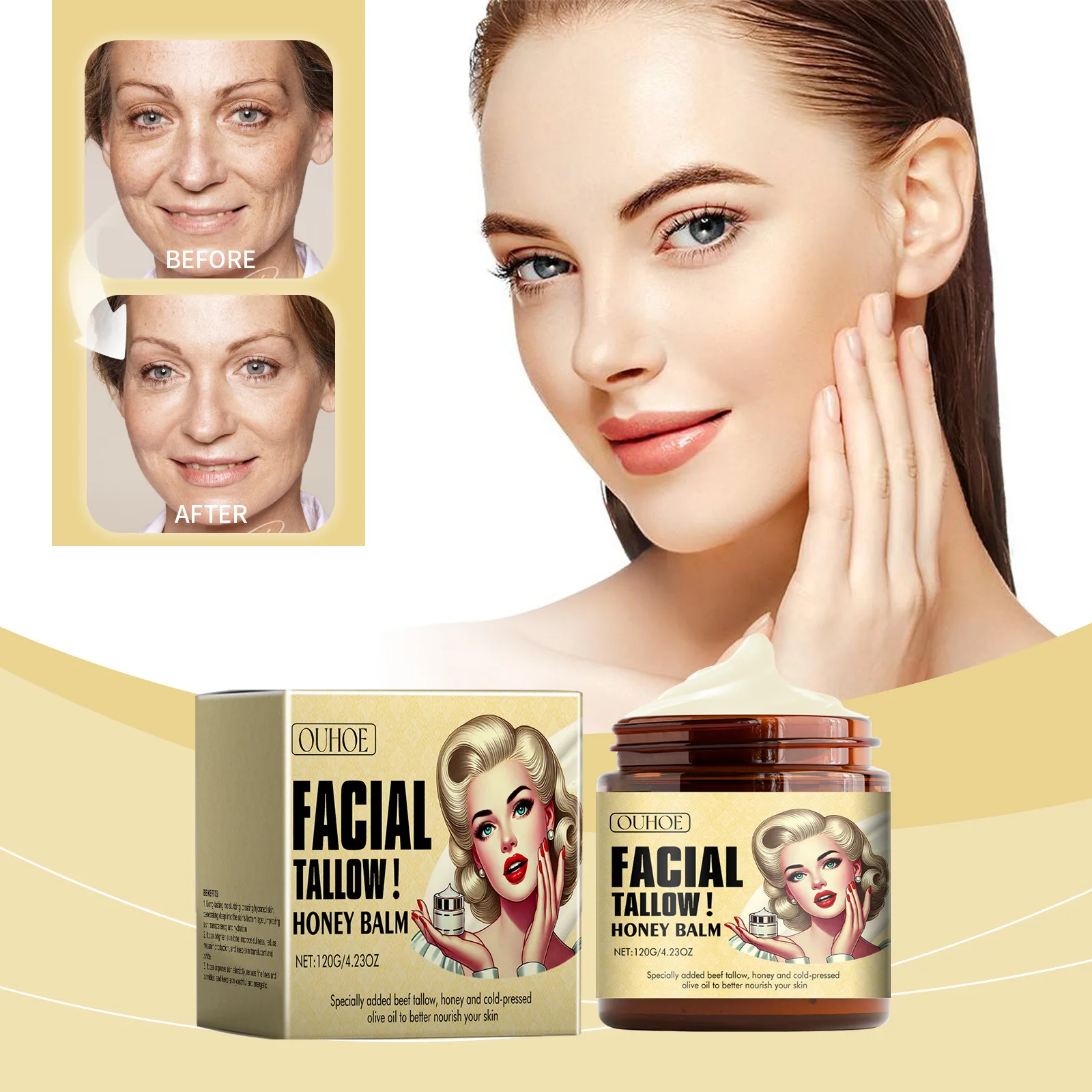 Private Label Skin Moisturizing Cream Deep Body Moisturizing Hydrating and Nourishing Cream Face Lifting Glow Honey Balm