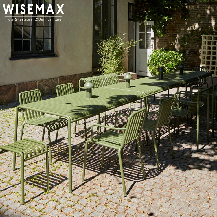 WISEMAX FURNITURE New design Modern outdoor garden patio leisure metal leg dining table and chairs set for restaurant