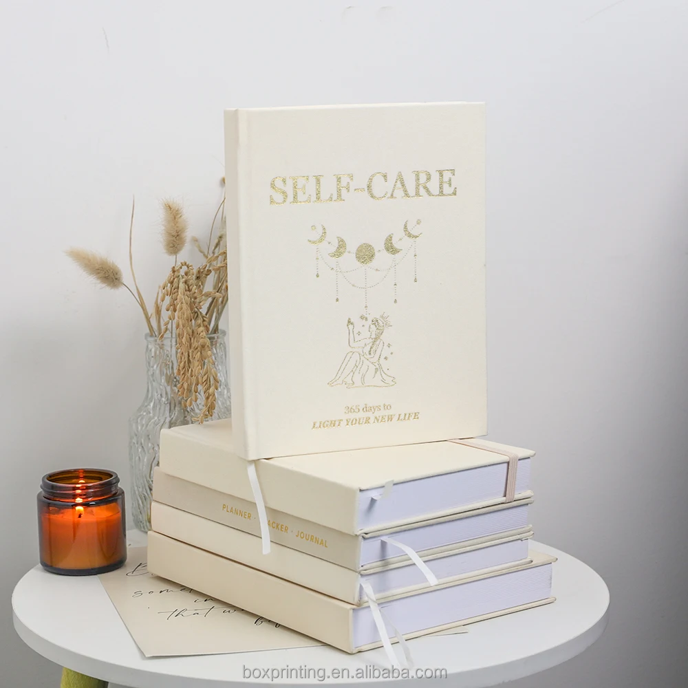 Custom Spiritual Positive Motivational Mental Health Wellness Self Care Soft Linen Journal Planner Notebook Hardcover Print