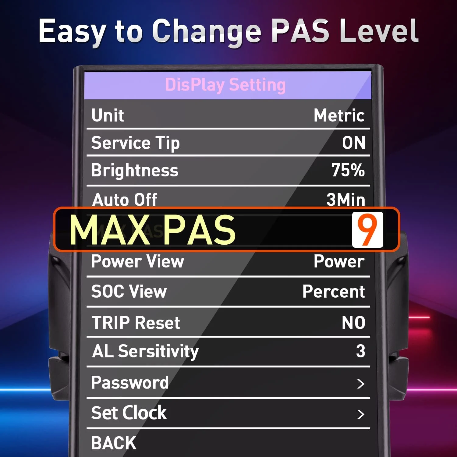 BAFANG 3.5in eBike Display DPC18 for  bafang Mid Motor 0-9 Pedal Assist Levels with Automatic Backlight UART Protocol