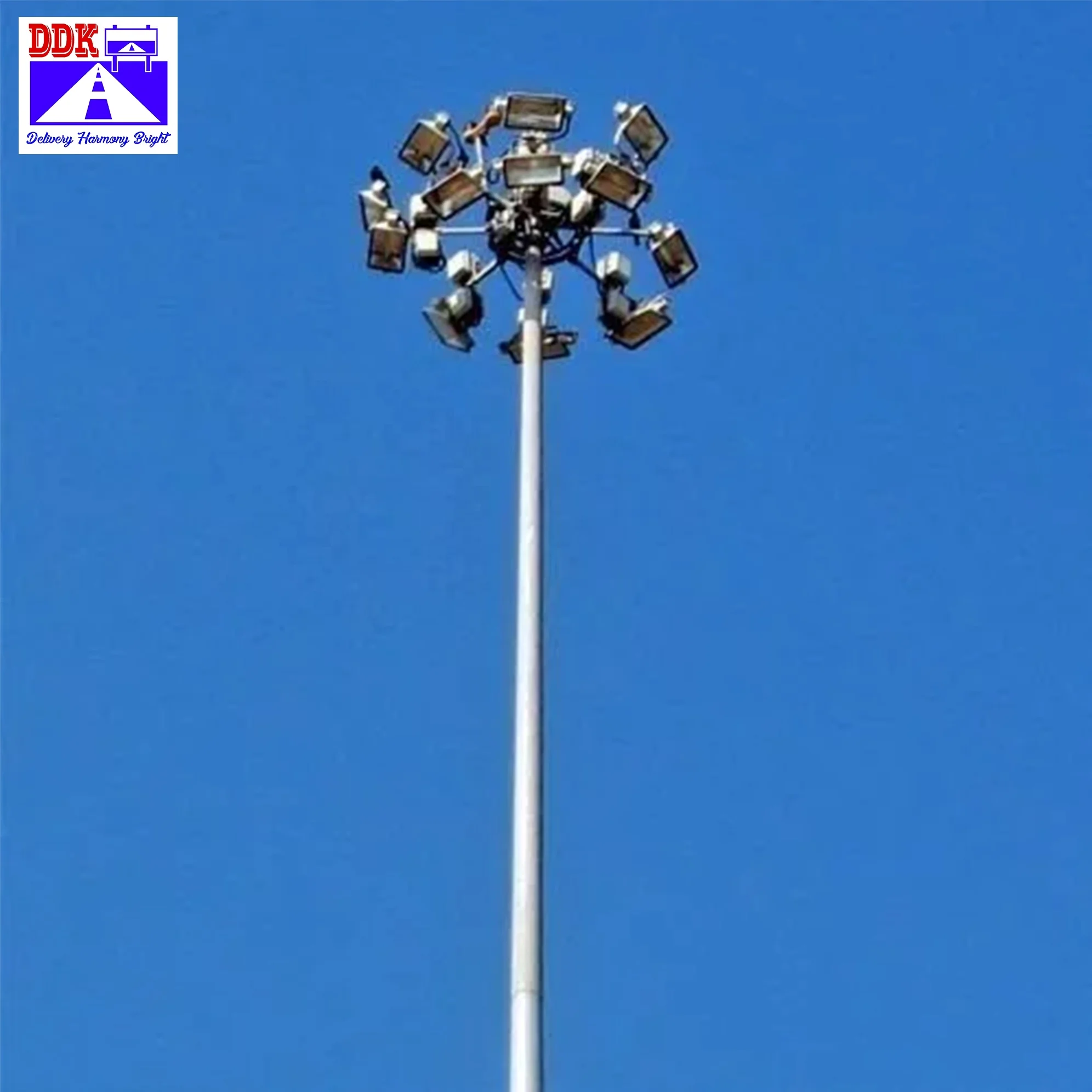 DDK 15m 20m 30m outdoor high quality court galvanized high mast flood lighting Steel Pole