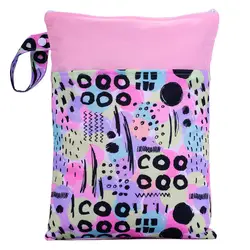 Babyshow 25*35 CM Waterproof & Reusable Wet Bag for Nursing Pad Printing Storage Bag with Solid Patch Diaper Bag Organizer