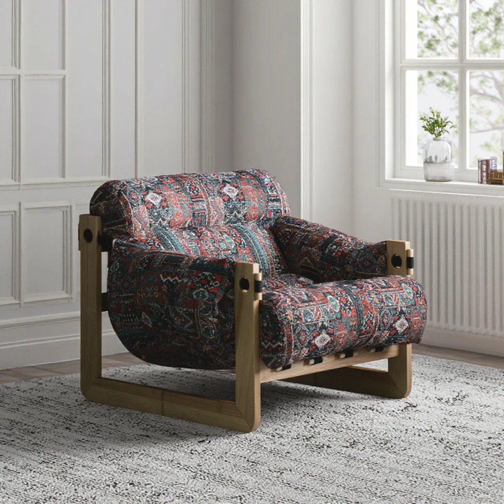 Solid Wood method Vintage Single Sofa Chair White Wax Jersey Black Genuine Leather Casual Living Room balcony Argentina