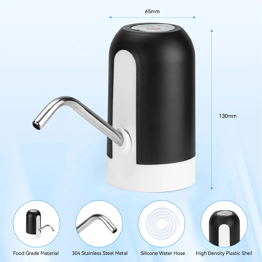 Electric Drinking Portable Water Dispenser Universal USB Charging Water Bottle Pump for 4.5L 5L 7.5L 10L 11.3L and 18.9L