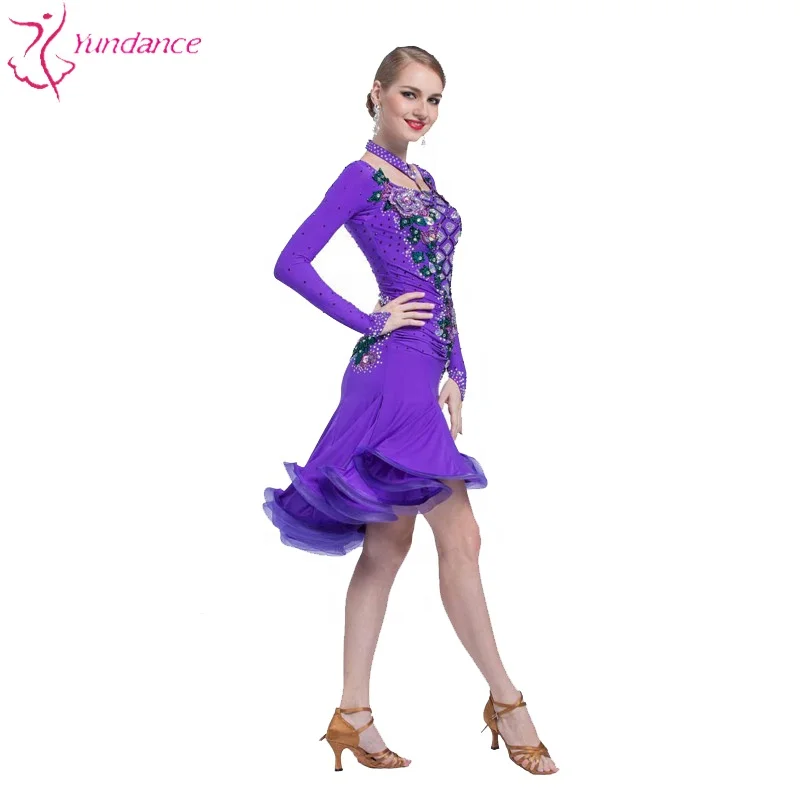 L-16513 Plus Size Sexy Latin American Dancing Dresses, Women Girls Competition Performance Dance Dress Ballroom Latin