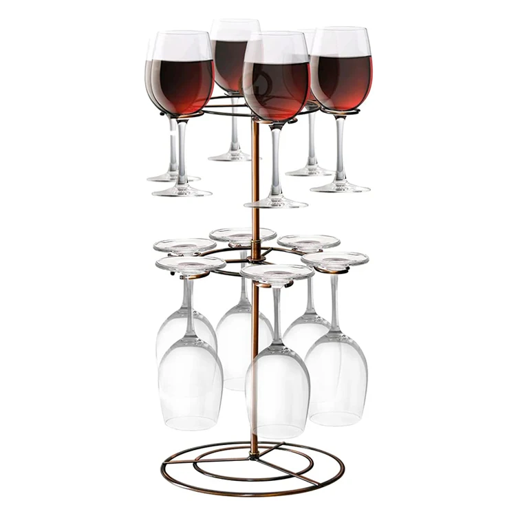 JH-Mech Tasting Carrier Kit Holds 4 Wine Glasses Modern Serving Stand Holder Carbon Steel Black Cocktail Tree Stand Display