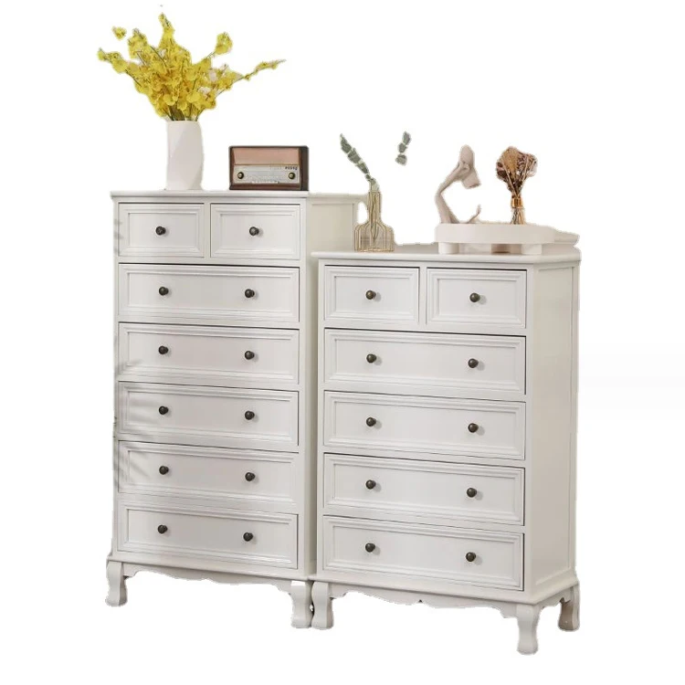 Wholesale display cabinet White American country living room furniture drawer locker