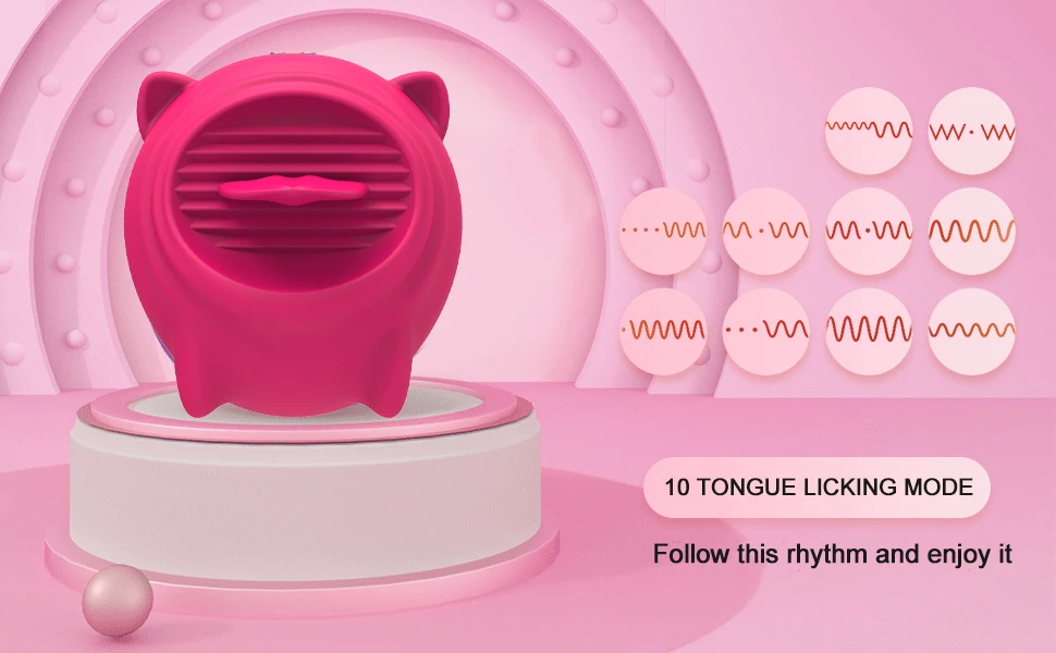 Clitoris Licking Tongue Pig Shaped 10 Frequency Adult Rechargeable Pussy Licking G-Spot Vibrator Sex Toys for women