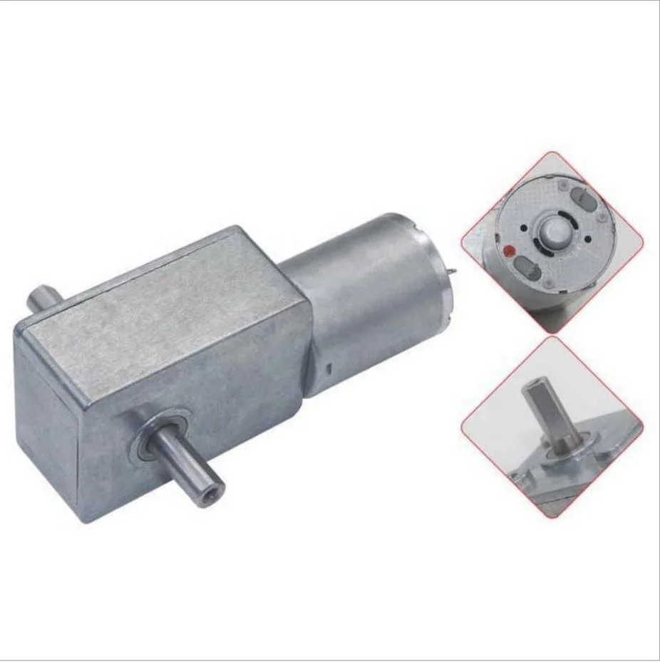 DC 100RPM Speed Double Shaft Reducer High Torque DC Worm Geared Box Motor 370