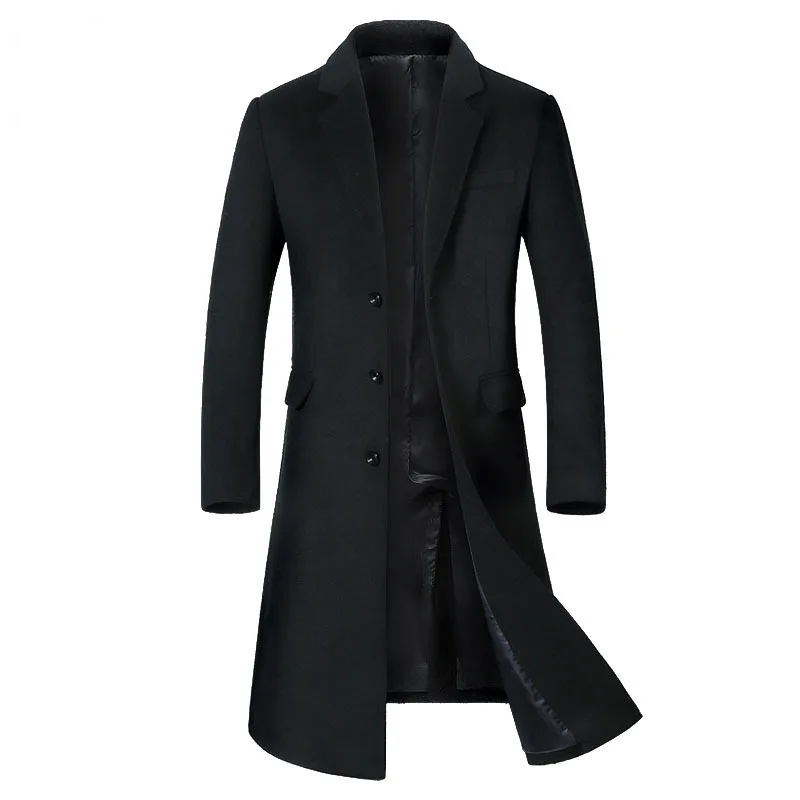 High Quality Mens Wool Tench Coat Long Overcoat Winter Warm Jackets Streetwear Wool Parka Mens Clothing For Autumn And Winter