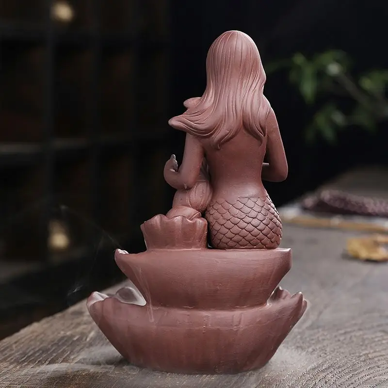 Ceramic tabletop dragon backflow incense burner dragon porcelain holder smoke backflow incens burn