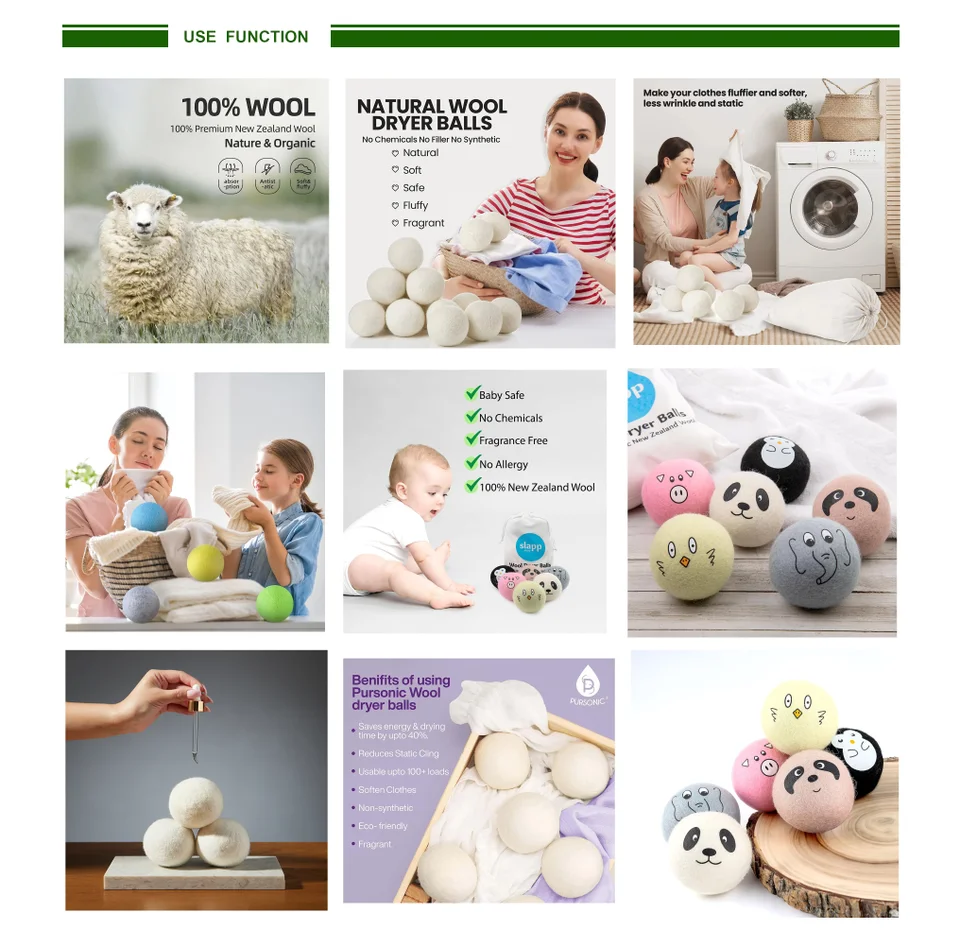 2024 Bestseller Organic Handmade 100% New Zealand Wool Dryer Laundry Balls in stock laundry Drying Balls for Washing Machine