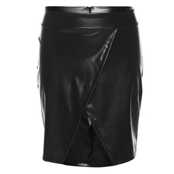 Nibber K21J07047 Custom Clothing Pu Faux Leather Skinny High Waist Bottom Straight Casual High Street Women Skirt