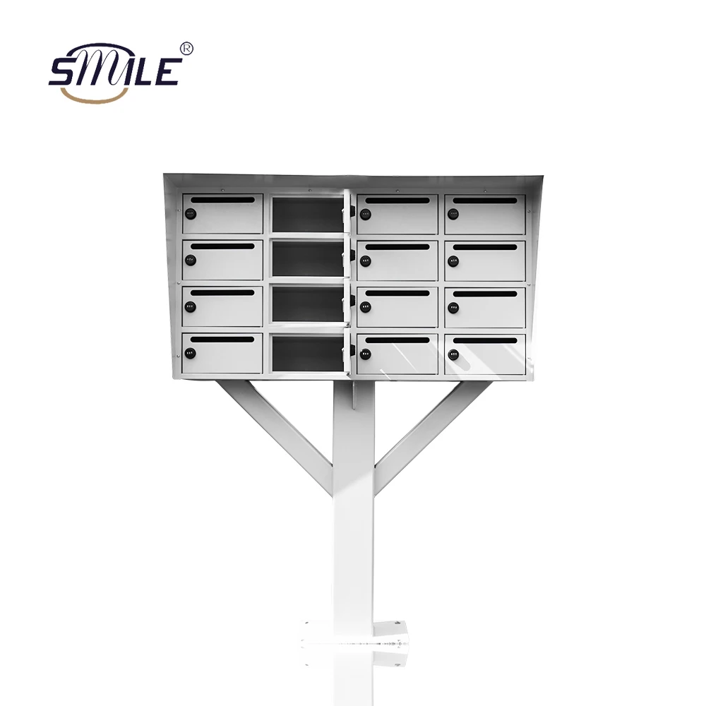 SMILE Custom Made Free Standing Stainless Steel Apartment Building American postbox Parcel Delivery Box USA outdoor Mailbox