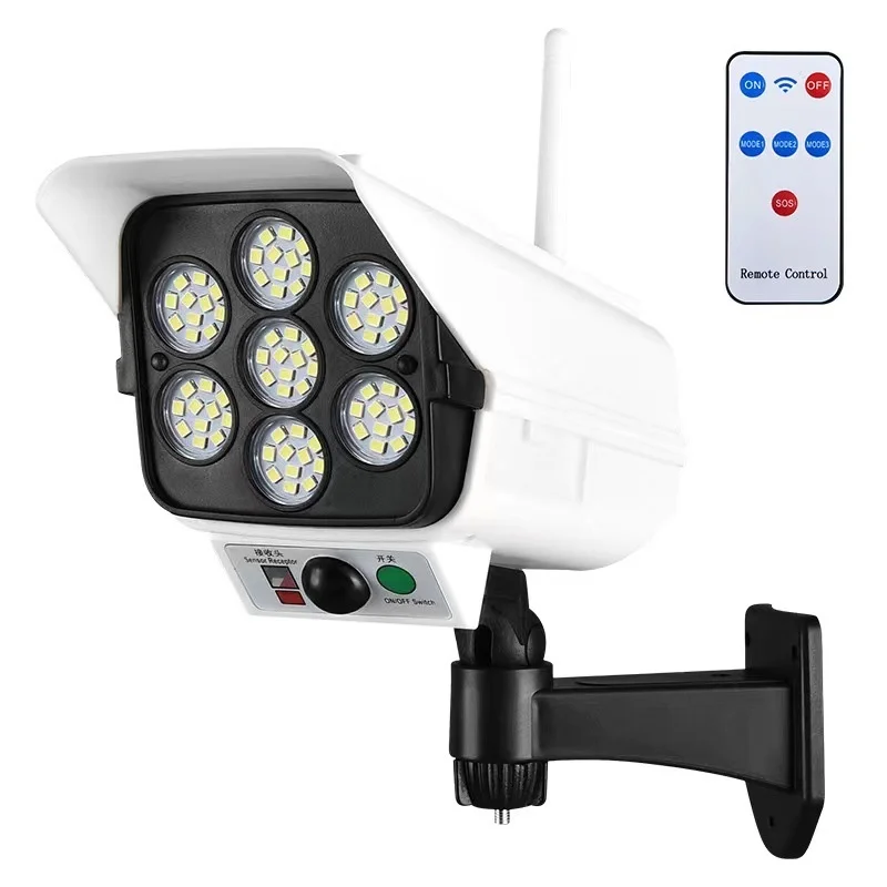 Outdoor Ip65 Waterproof Simulation Monitoring Security Wall Lamp 77 Led Solar Wall Lamp Camera Lights Motion Sensor Surveillance