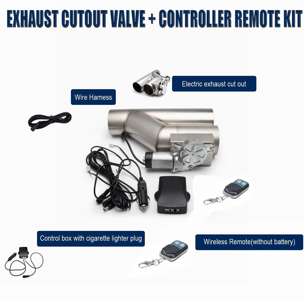 Universal Car Autos Exhaust Dual Valve Switch Electric Y Pipe E-Cut Out Bypass Catback Remote Control 304 stainless steel