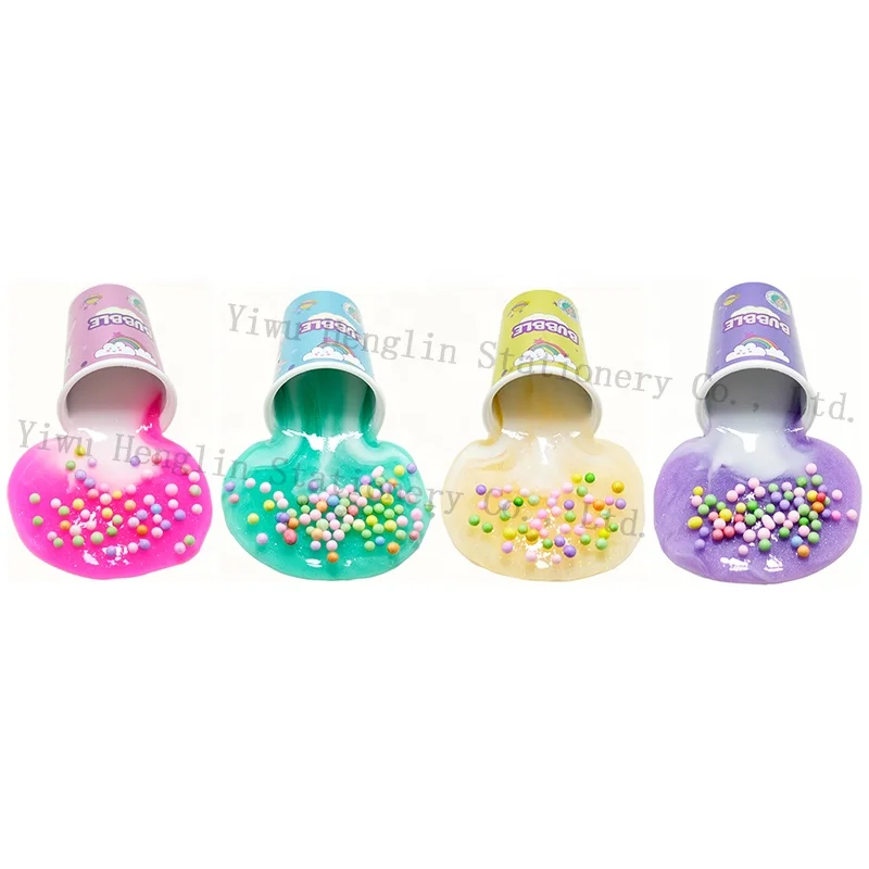 Wholesale Custom Slime Color Crystal Slime Toy Box Putty Set Glitter Jelly DIY Making Toy Kit for Kids With Foam Balls
