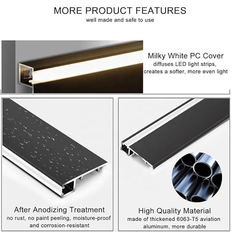 Aluminum Alloy Baseboard Surface Mounted Led Corner Line Hotel Metal Baseboard Led Skirting Board