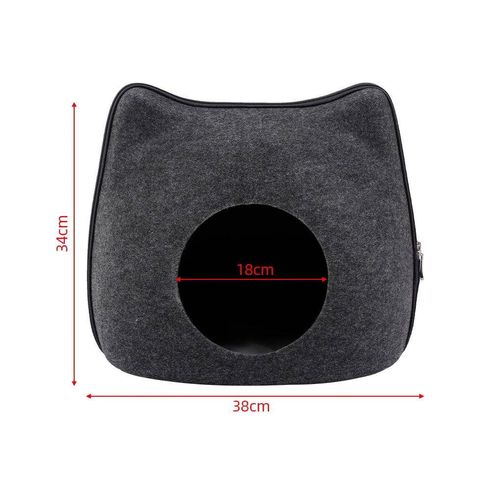 
Easy Detachable Natural felt Cat Bed Breathable Cat Pet Cave Dark Cat Bed House With Cushion 