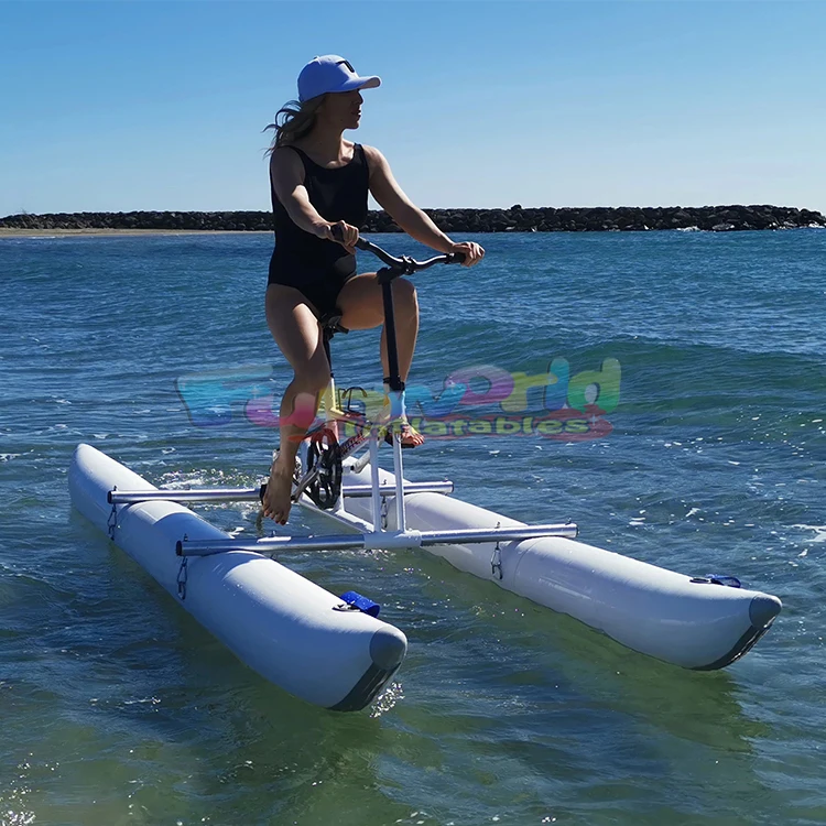 Inflatable water bike pedal bike sea banana boat sports equipment floating bicycle aluminum alloy water bike for sale