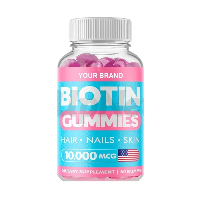 Private Label Biotin Gummies and Vitamins for Fast Hair Growth and Promote Nail and Skin Bear Gummy