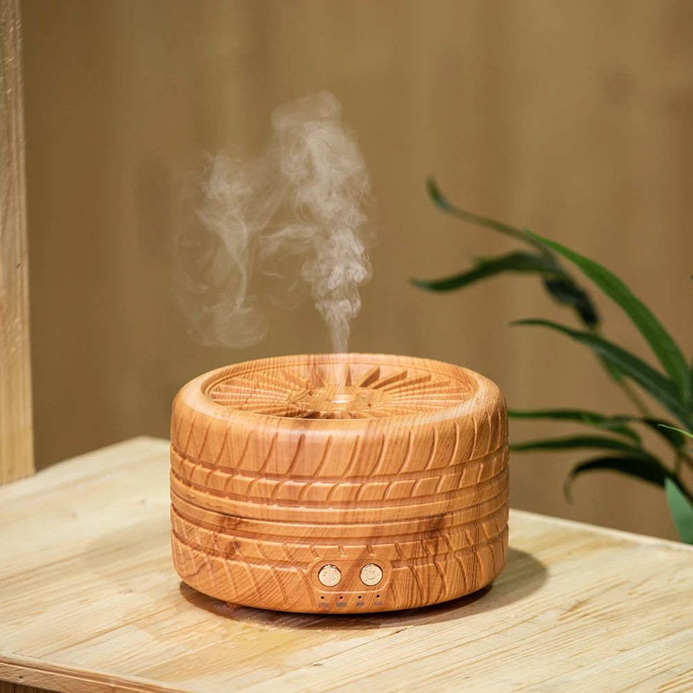 
Hot Sale Tyre Shaped 300ml Mini Ultrasonic Essential Oil Aroma Diffuser With Breathing Light For Bedroom 