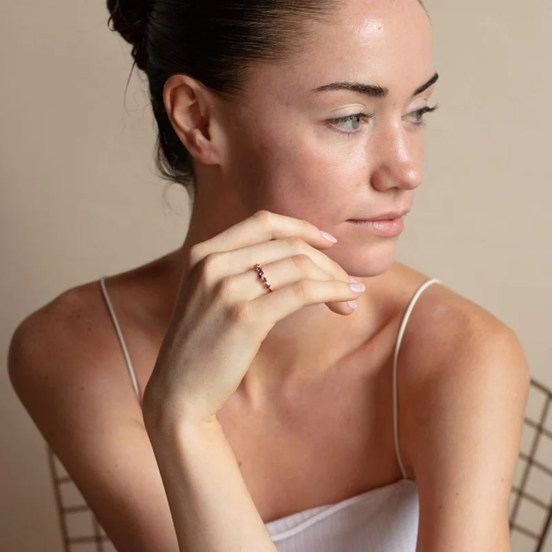 Milskye colorful month birthstone emerald ring birthday gift women wedding rings