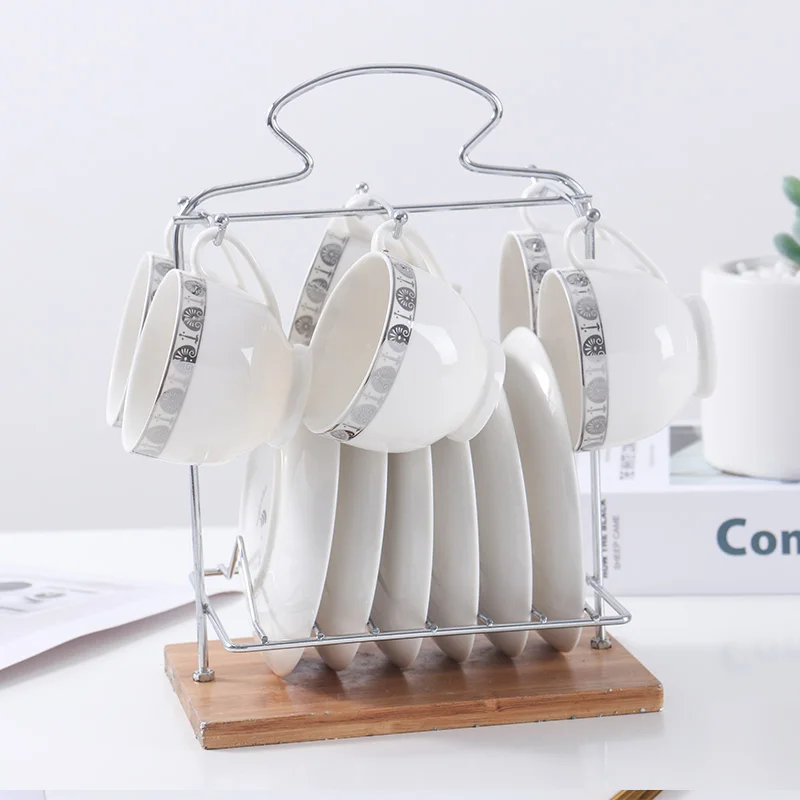 wholesale Arabic ethiopian coffee cup saucer 12pcs set with cup hanger stand