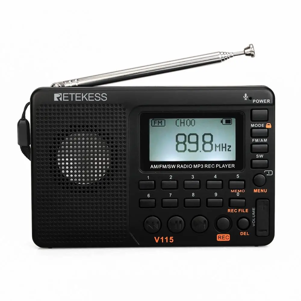 Английский испанский FM AM SW MP3 плеер 1000 мАч батарея am fm Портативные радиостанции Retekess