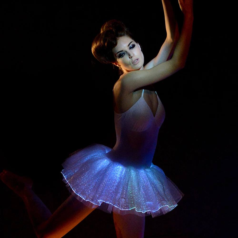 luminous led light up fiber optic clothing adult professional ballet tutu skirt