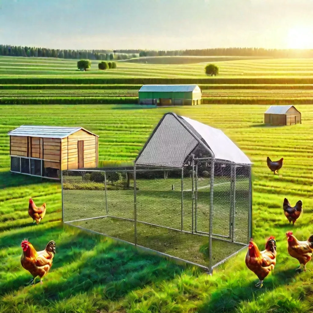 3x10 ft Metal Chicken Coop Chicken Run House Poultry Habitat Cage w/Chicken Perch