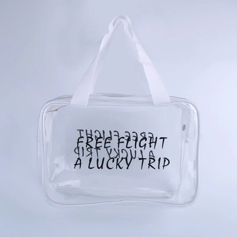 Wholesale customized pvc thickened new portable square wash bag makeup bag large capacity female beach with printed logo