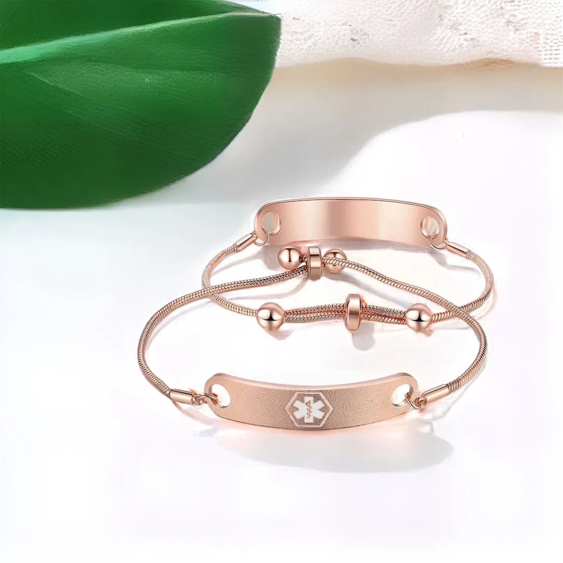 Personalize Stainless Steel Medical Bracelet for Women Minimalist Female Medical Alert ID Bracelet Medical Jewelry