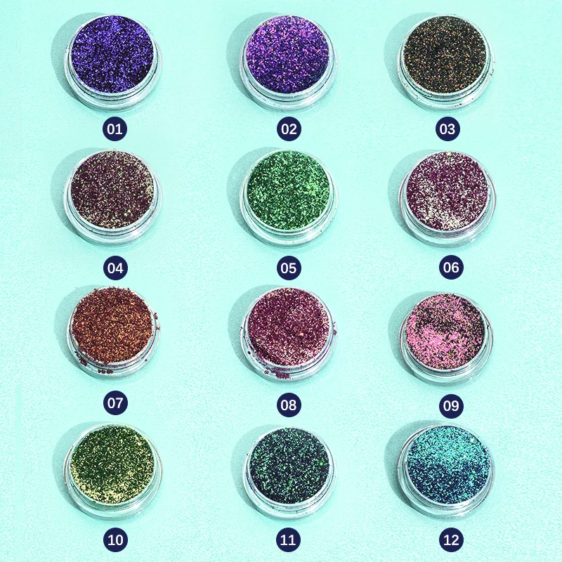 Ins 12 Colors Chameleon Glitter Eyeshadow Costom Logo Luxury Single Eye Shadow Palette Highlight Eye Shadow  Glitter Gel Powder