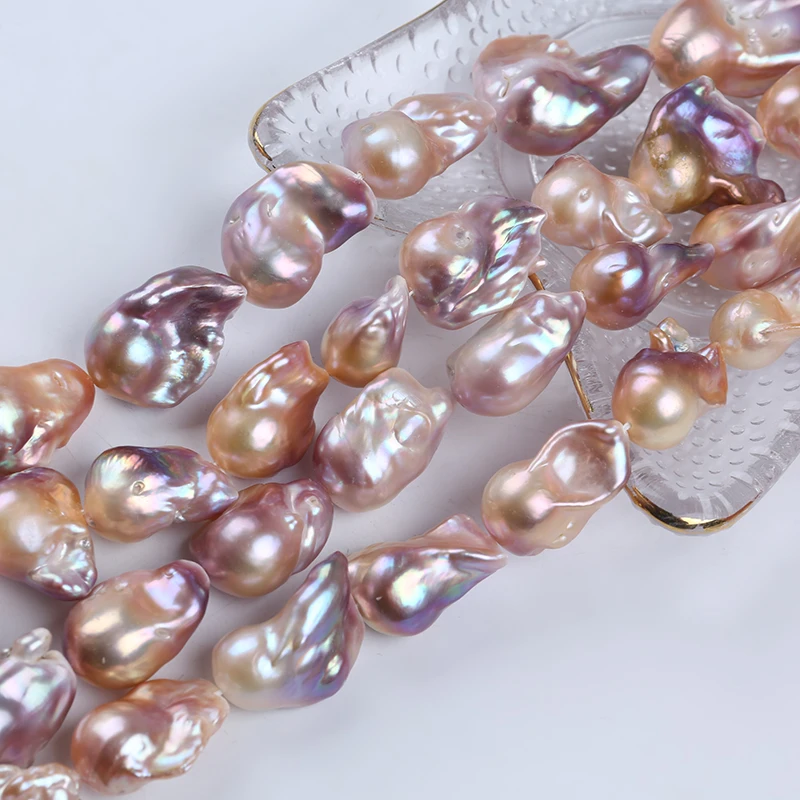 Zhuji 15-23mm Irregular Baroque Big Large Size Natural Freshwater Cultured Pearl Bead Strand String
