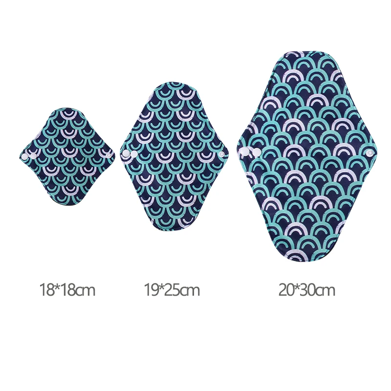20*30cm Washable Sanitary Pads Bamboo Charcoal Reusable Hygienique Digital printing Women Menstrual Pads Size S M L