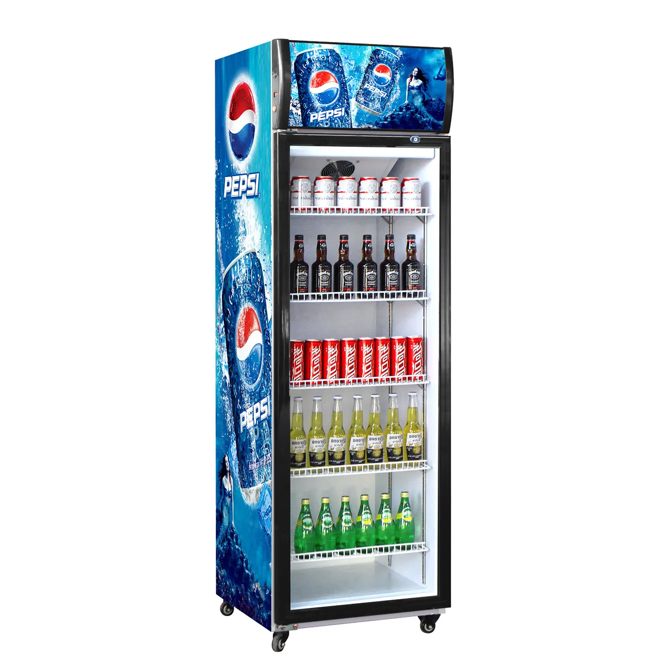 Роскошные коммерческих напитков одной стеклянной двери Вертикальный демонстрационный холодильник пива охлаждаемый прилавок-витрина из Китая